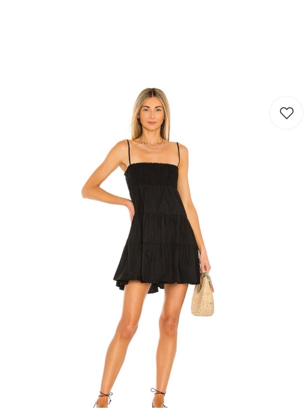 BB Dakota Black Smocked Tiered Mini Dress